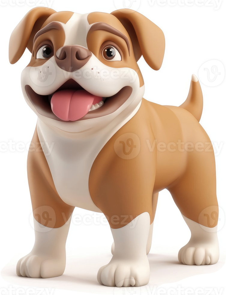 Cartoon depiction of a joyful, light brown puppy. png