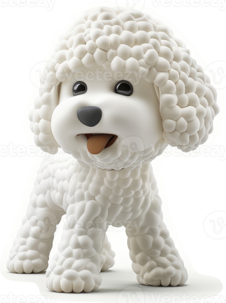 White poodle figurine with textured fur. png