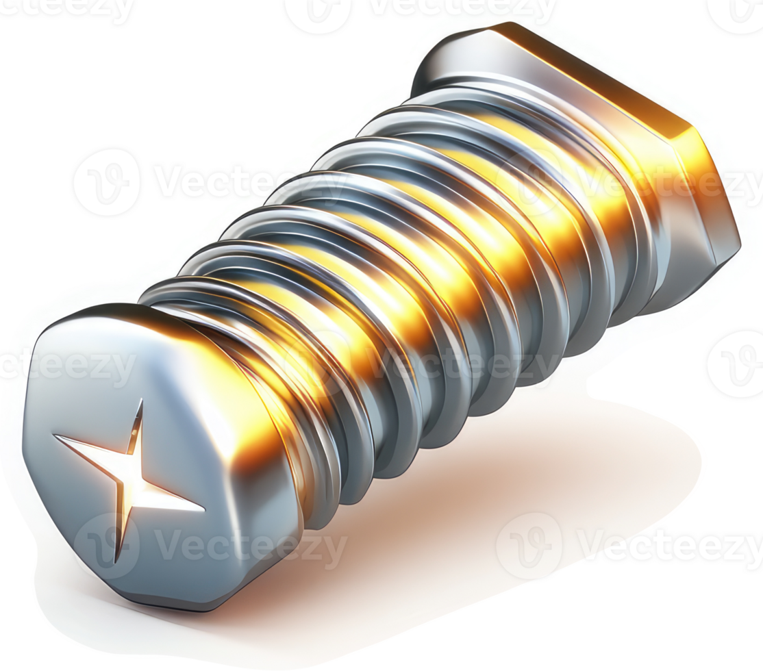 High-precision, metallic screw with a star-shaped head. png