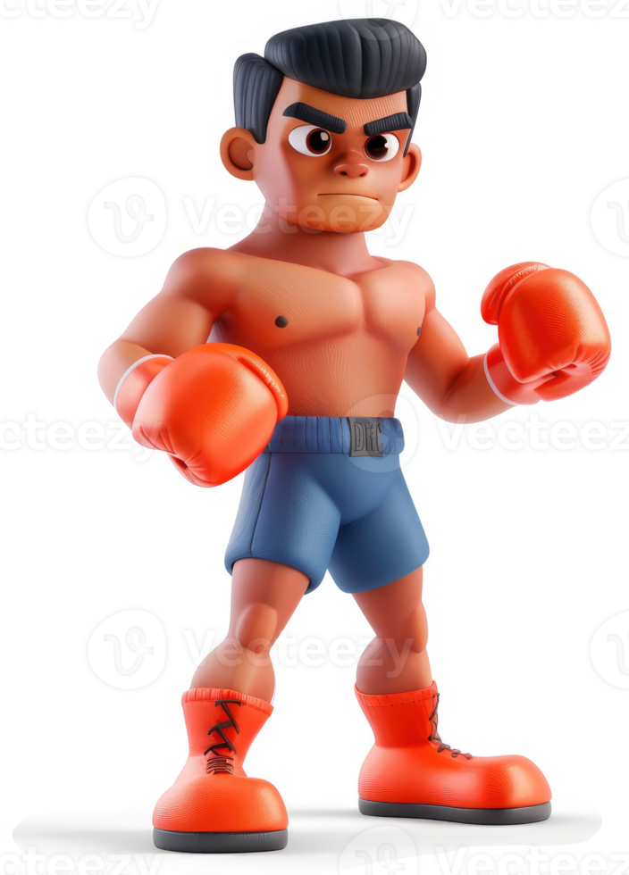 Digital illustration of a cartoon boxer in fighting stance. png
