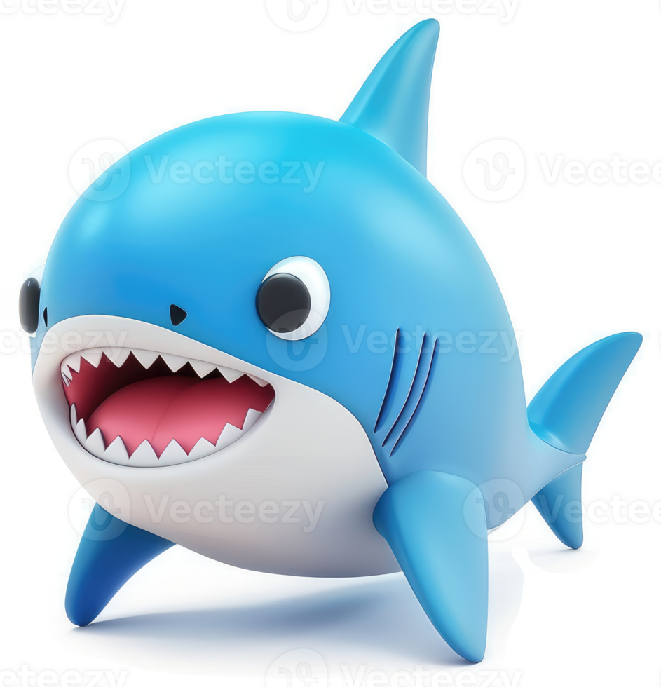 Playful cartoon shark character with wide open mouth. png
