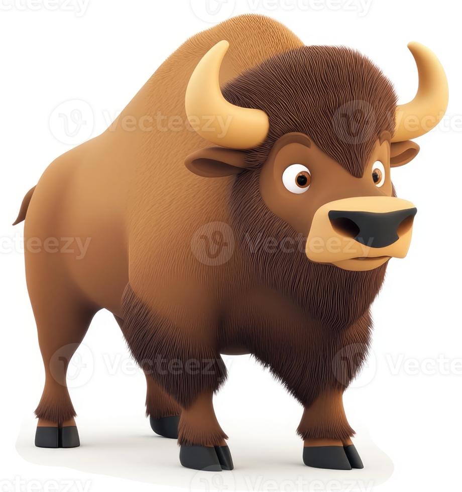 Cartoon bison in a bold stance. png