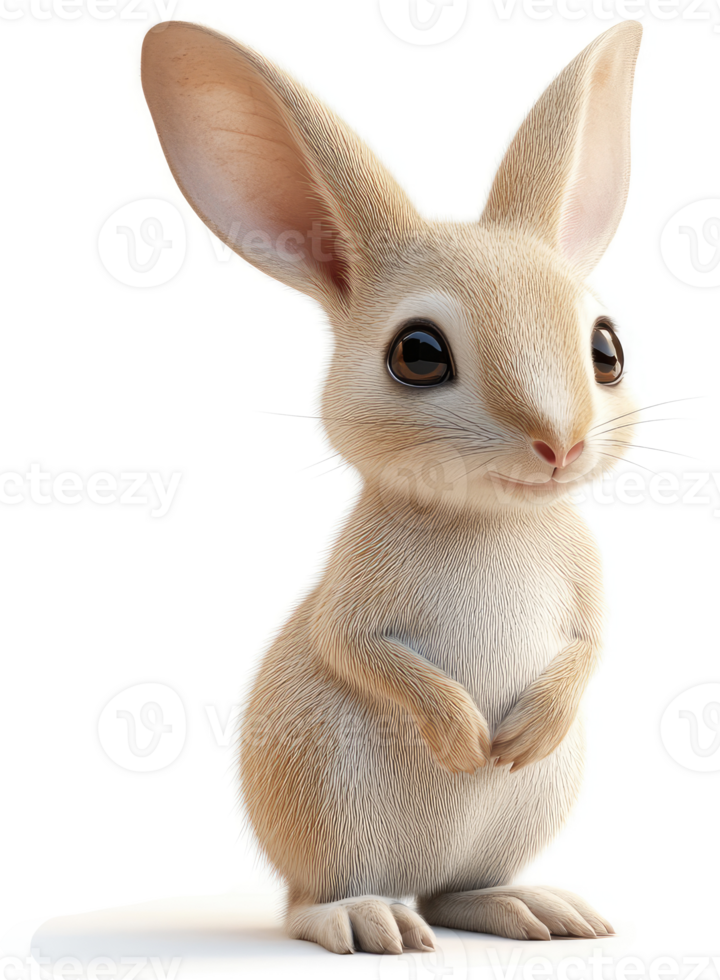 Cute, light beige rabbit, front view. png