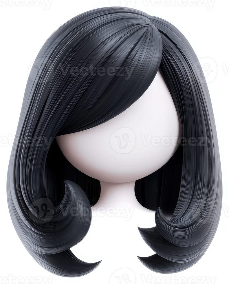 Stylish bob wig displayed on a mannequin head. png