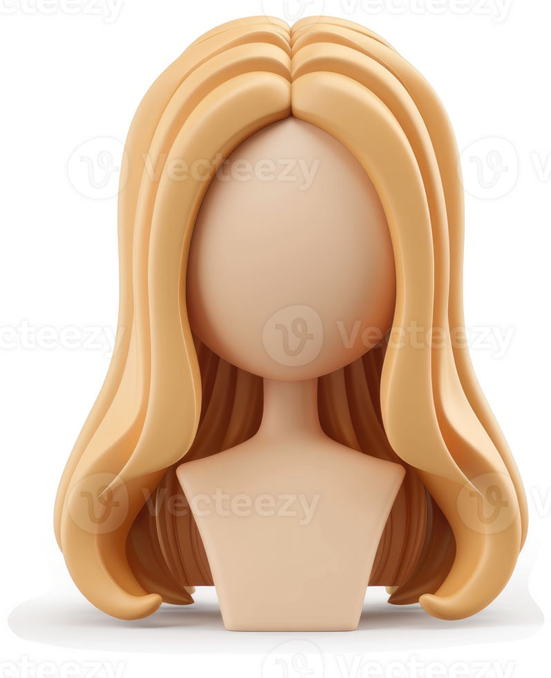 Stylized blonde wig mannequin head illustration. png