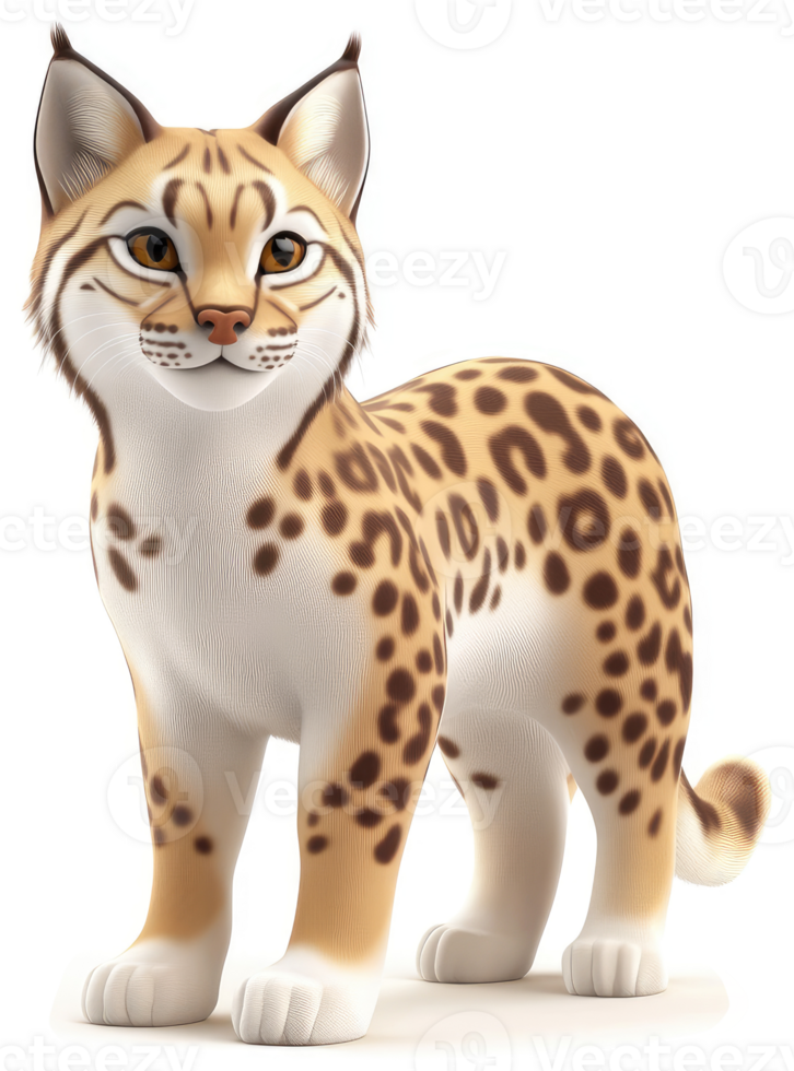 Cute cartoon bobcat character stands proudly. png