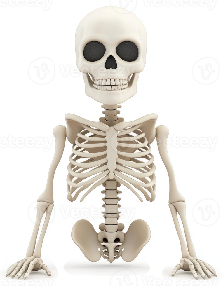 3d rendering of a human skeleton in anatomical position. png