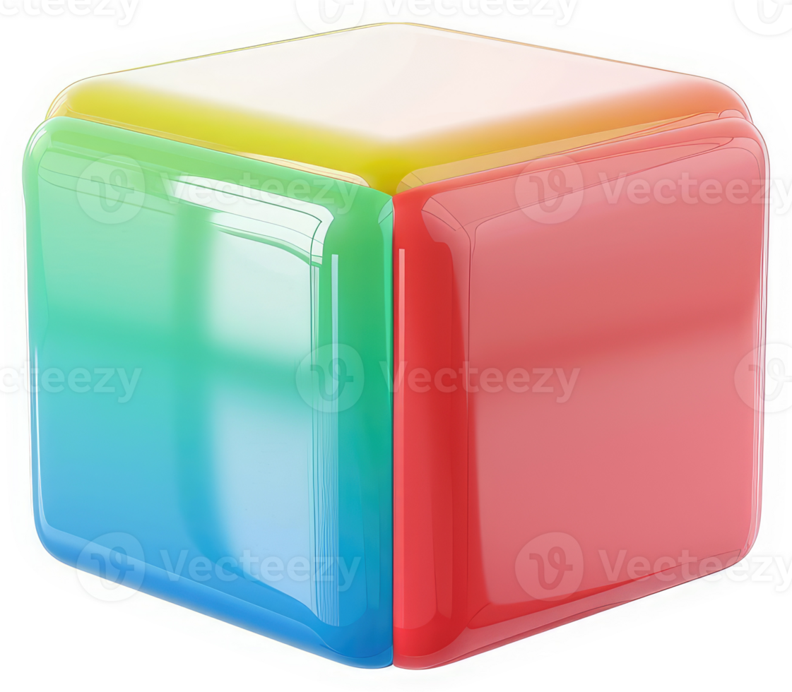 Multicolored cube design with a smooth, gradient finish. png