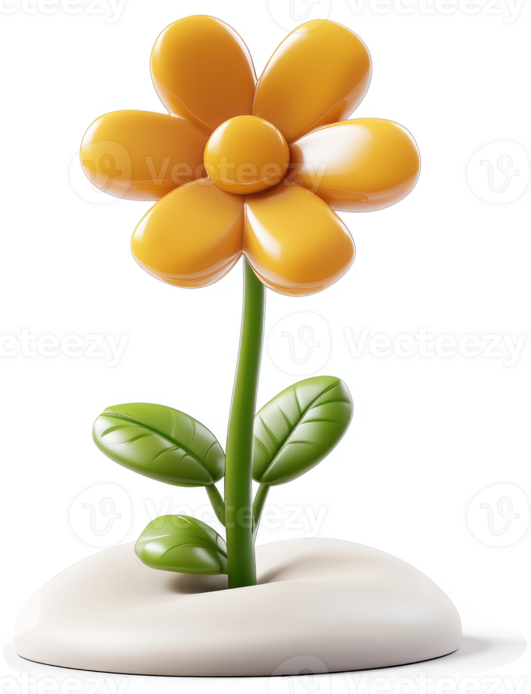 Vibrant cartoon flower design on a stylized base. png