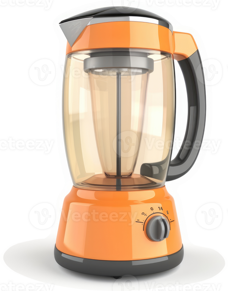 Orange modern blender with glass components. png