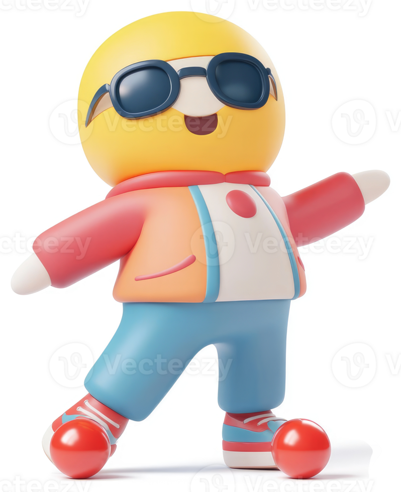 Cheerful, stylized cartoon character on roller skates. png