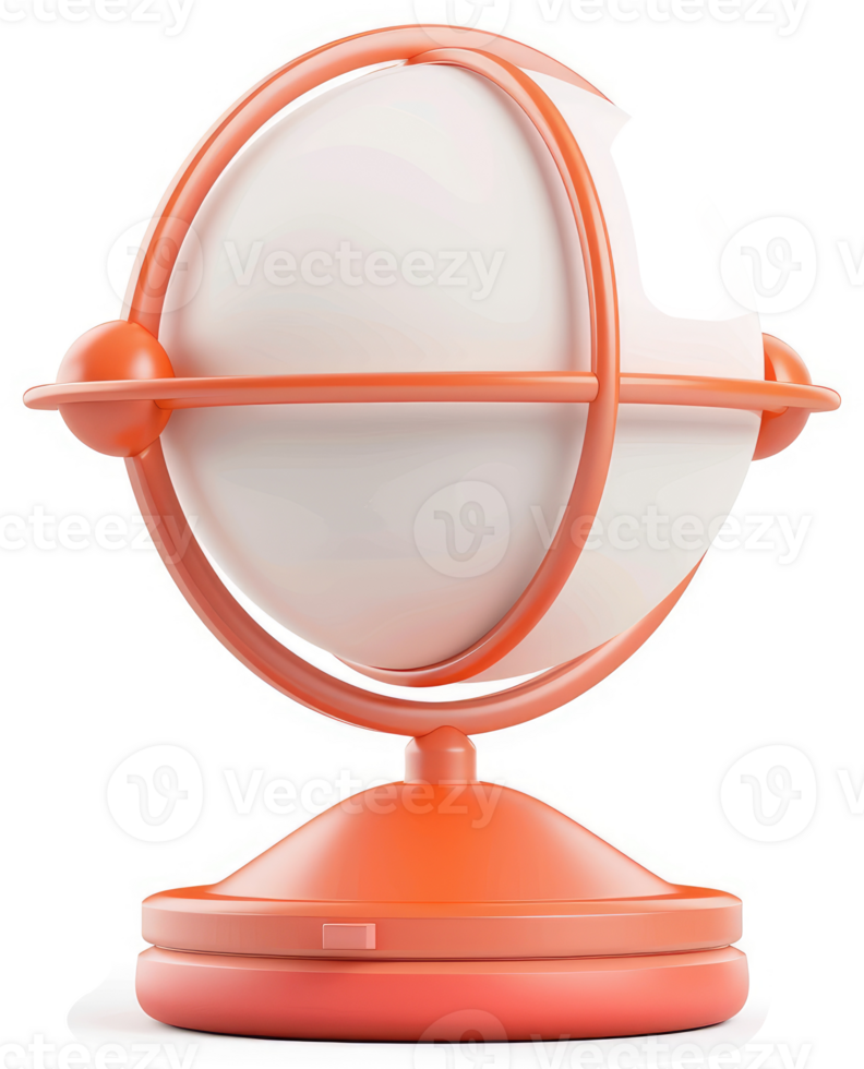 Orange globe-shaped desk lamp with a rotating base. png