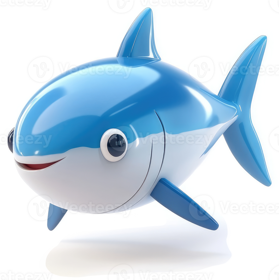 Cartoonish blue shark, swimming gracefully. png