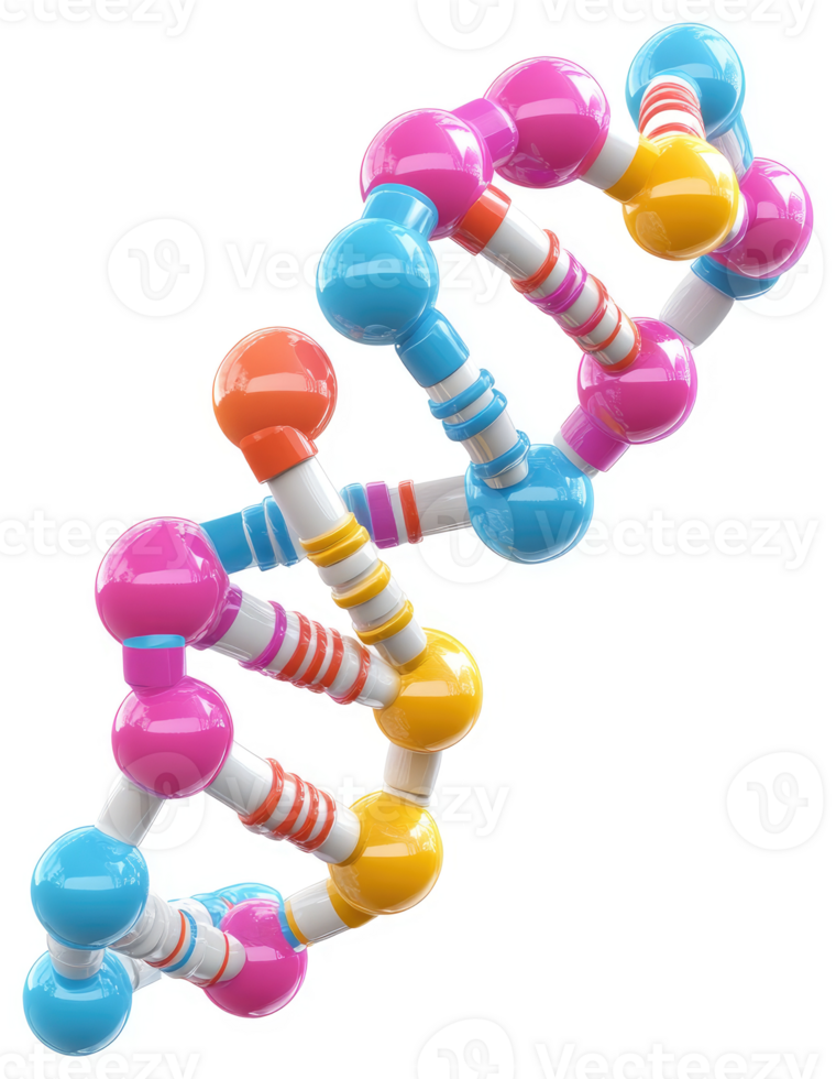 Colorful double helix dna molecule structure. png