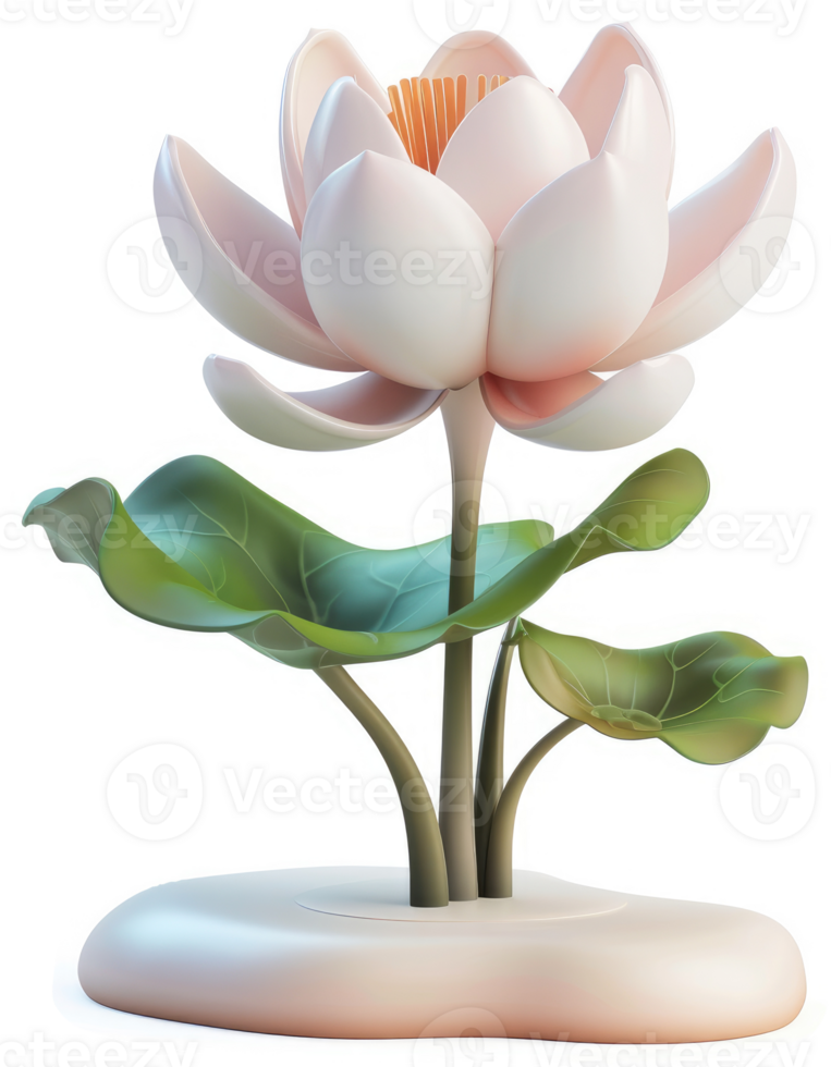 Graceful, pristine lotus flower in a serene setting. png