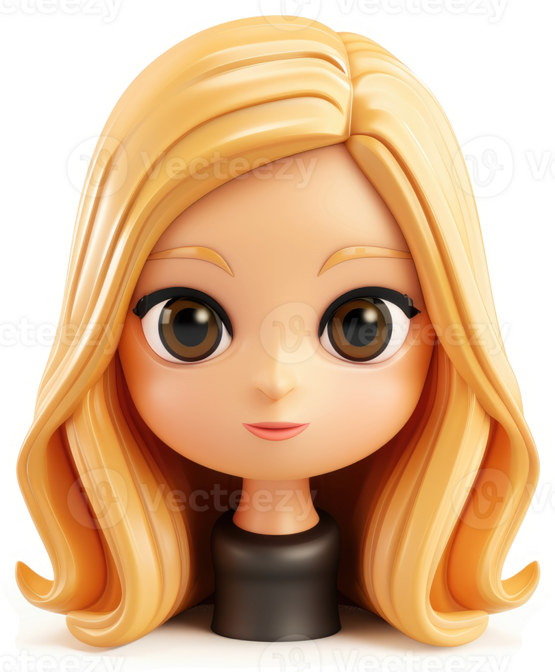 3D rendered illustration of a stylized blonde girl. png