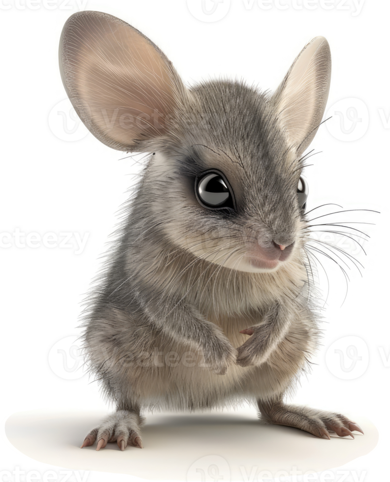 Gray mouselet, charming and alert, posing for a close-up. png