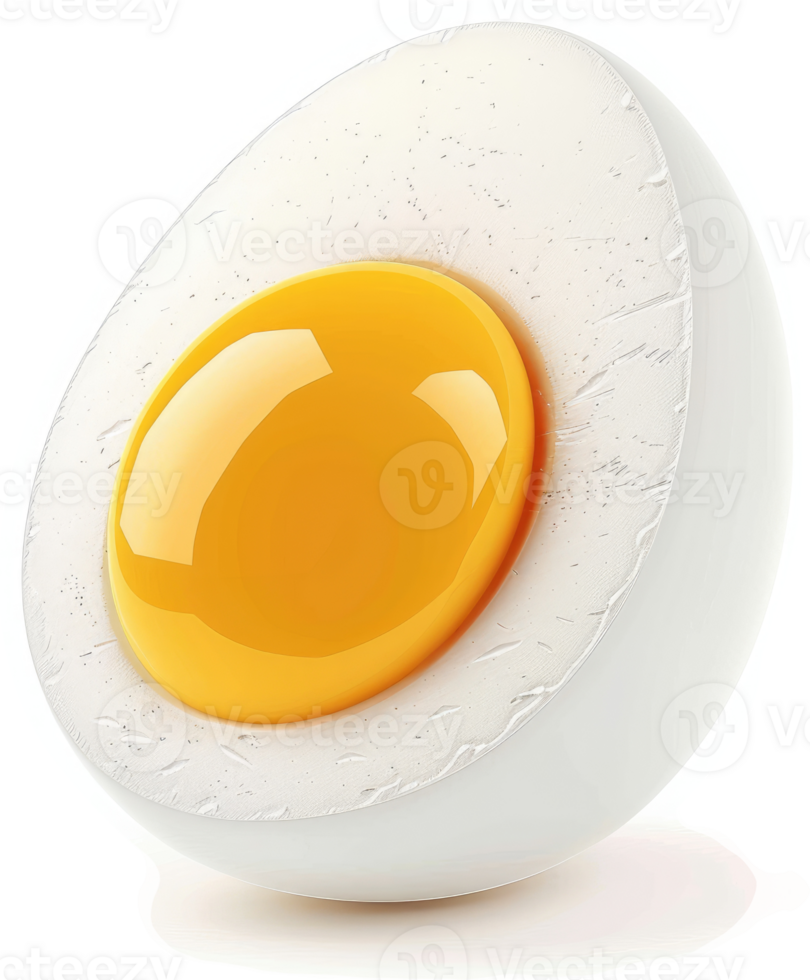 Boiled egg half showcasing yolk and white. png