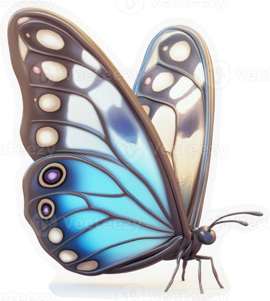 A detailed illustration of a beautiful, multi-colored butterfly. png