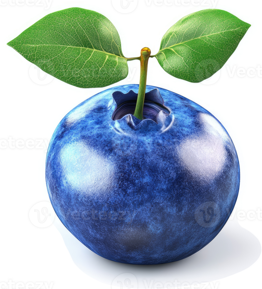 Vibrant blueberry with fresh leaves. png