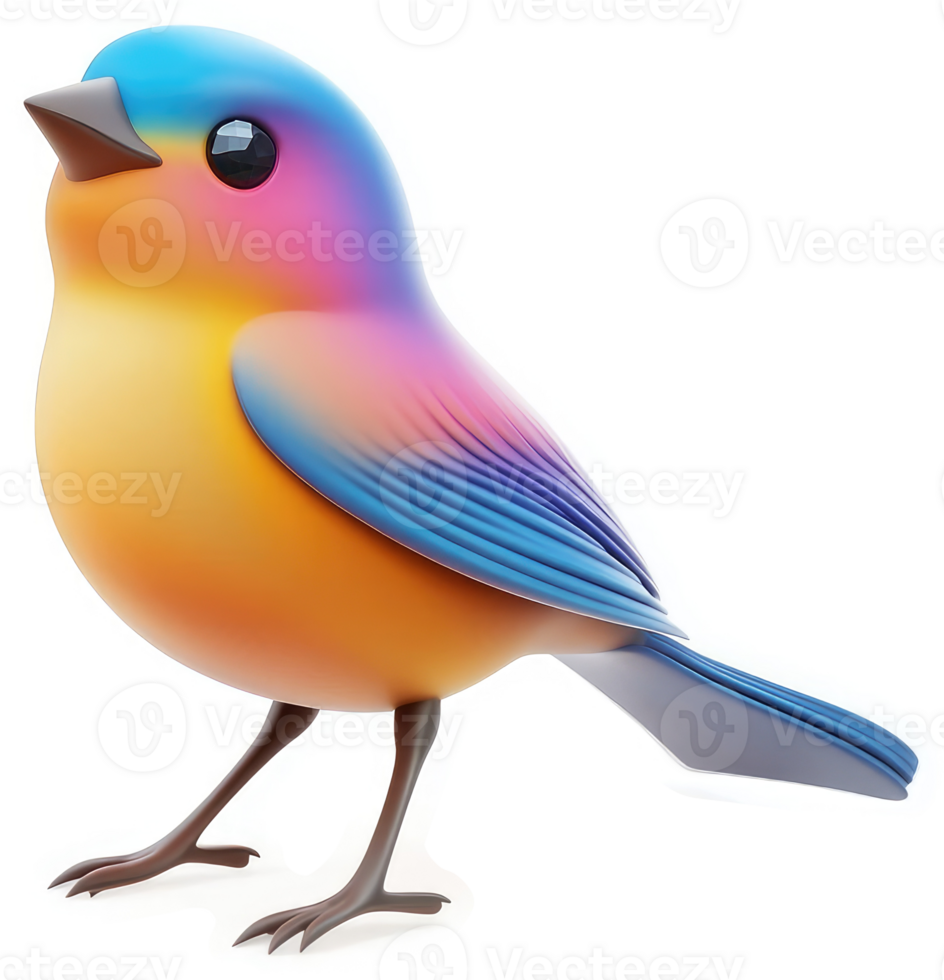 Vibrant, colorful cartoon bird in profile view. png
