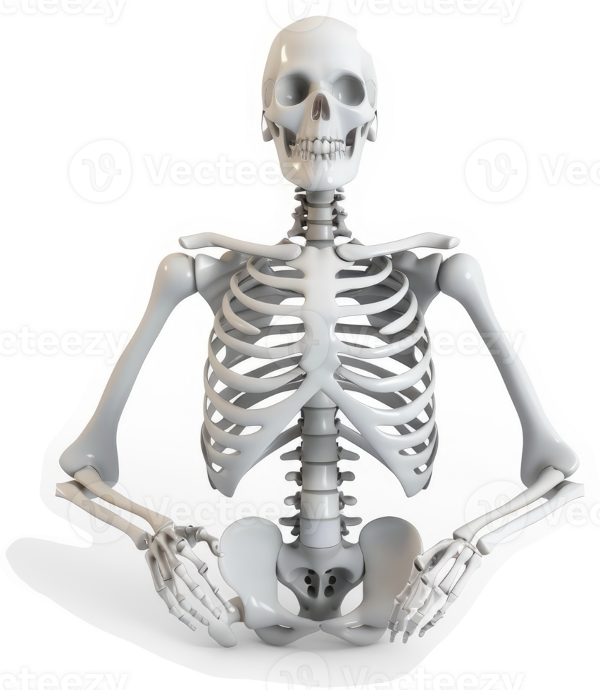 Meditative skeletal figure in a seated posture. png