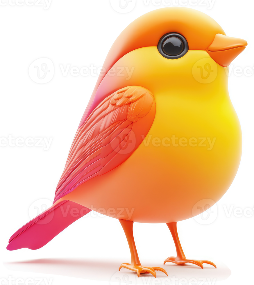 Vibrant, cartoonish depiction of a cheerful little bird. png