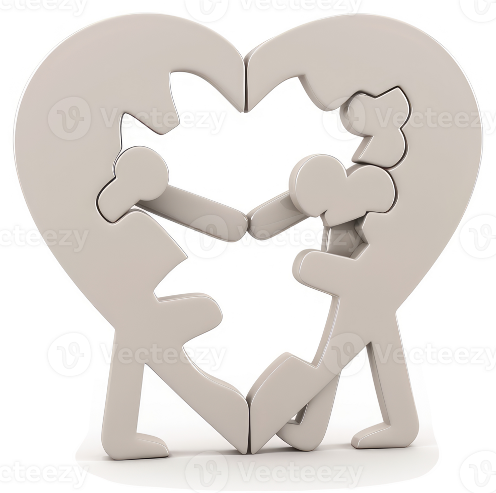 Two figures forming a heart shape, symbolizing unity and love. png