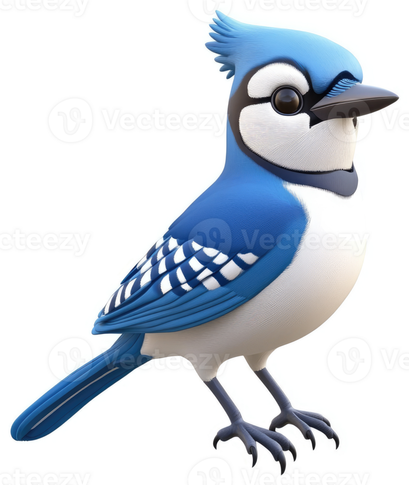 Vibrant blue jay, cartoon style, illustration. png