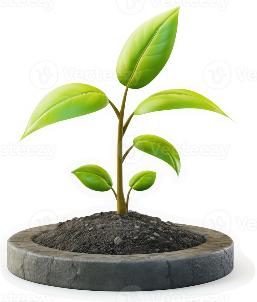 Young sprout emerging from fertile soil. png