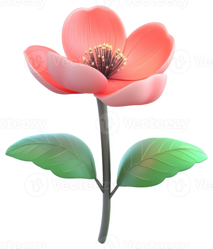 A vibrant, three-dimensional, coral flower. png