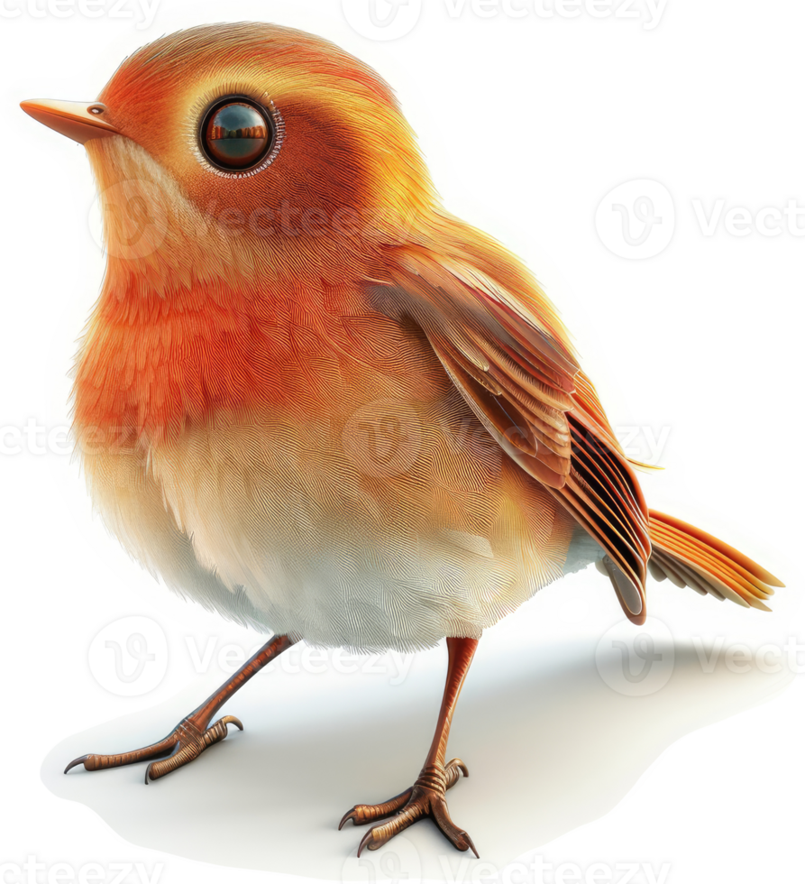 Adorable, orange-feathered bird in profile view. png