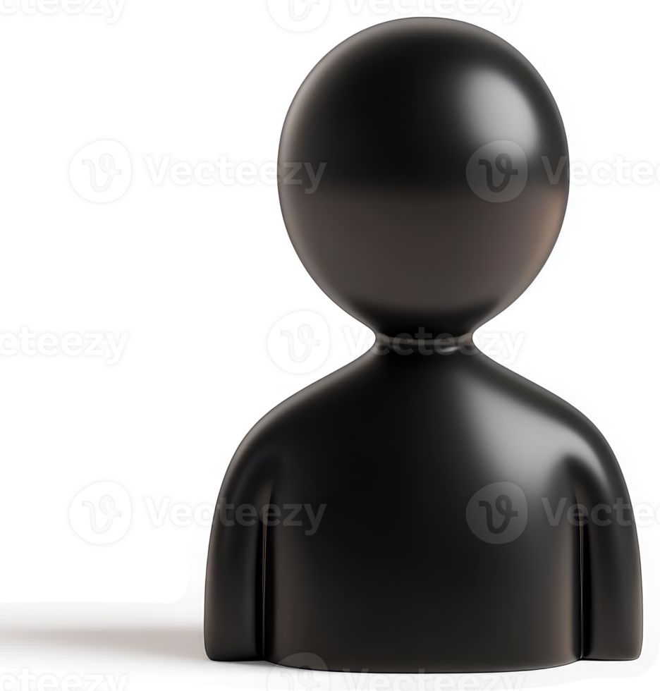 Glossy black figurine of a person. png