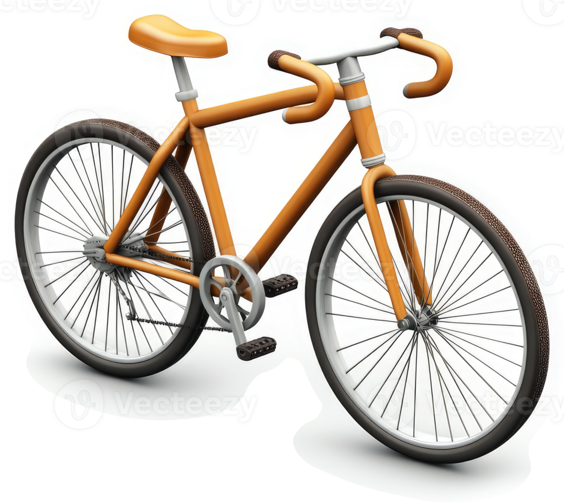 A classic, vintage-style bicycle with a light orange frame. png
