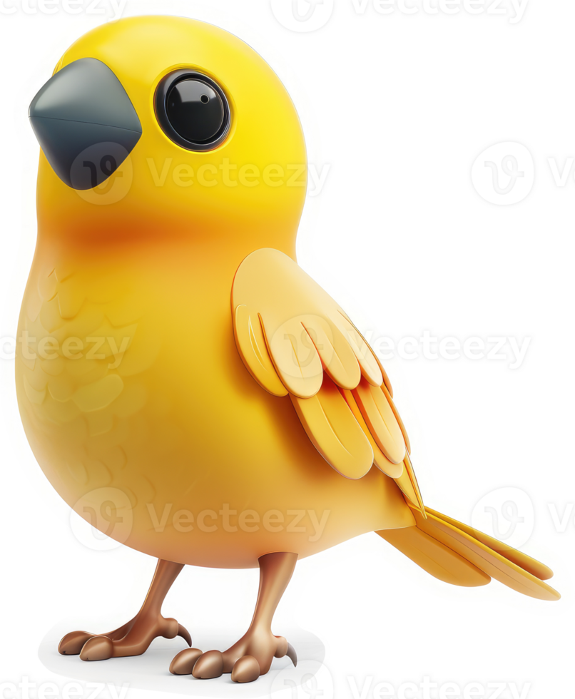 Cheerful, cartoon yellow bird stands proudly. png