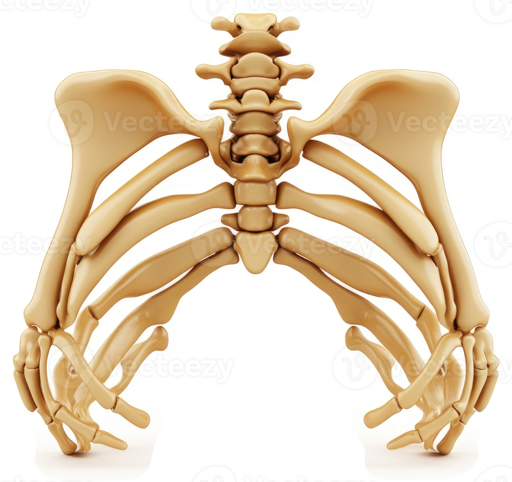Thoracic cage and spine skeletal structure. png