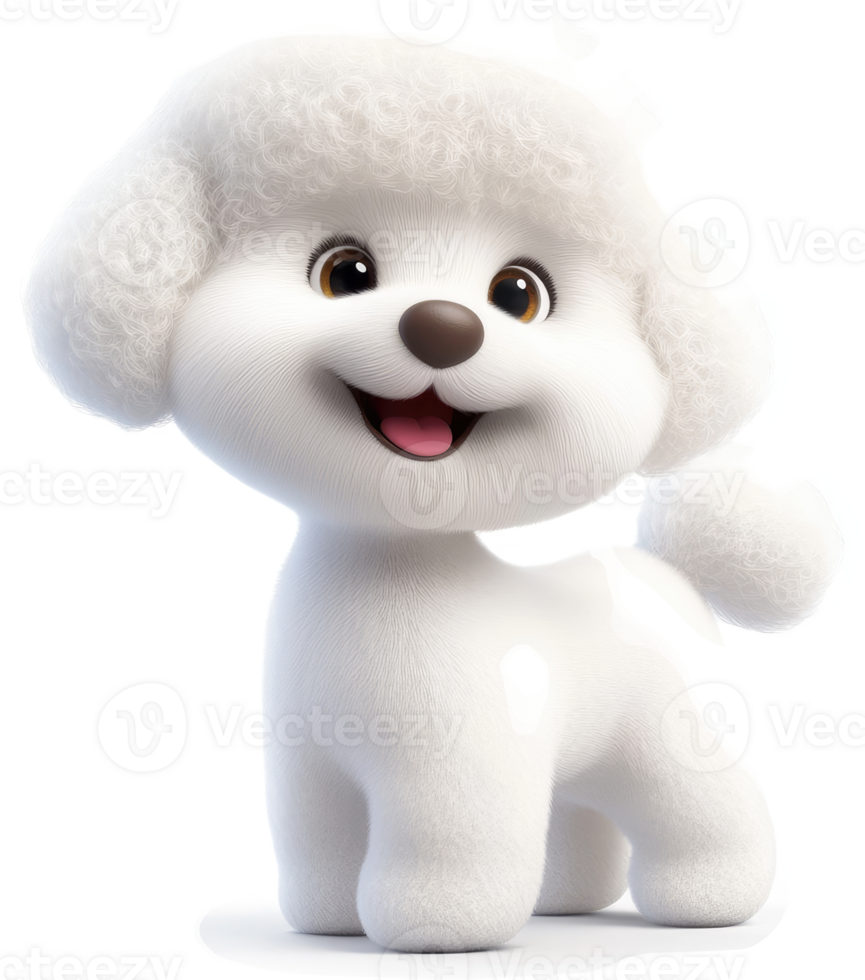 Digital illustration of a fluffy, cartoon poodle. png