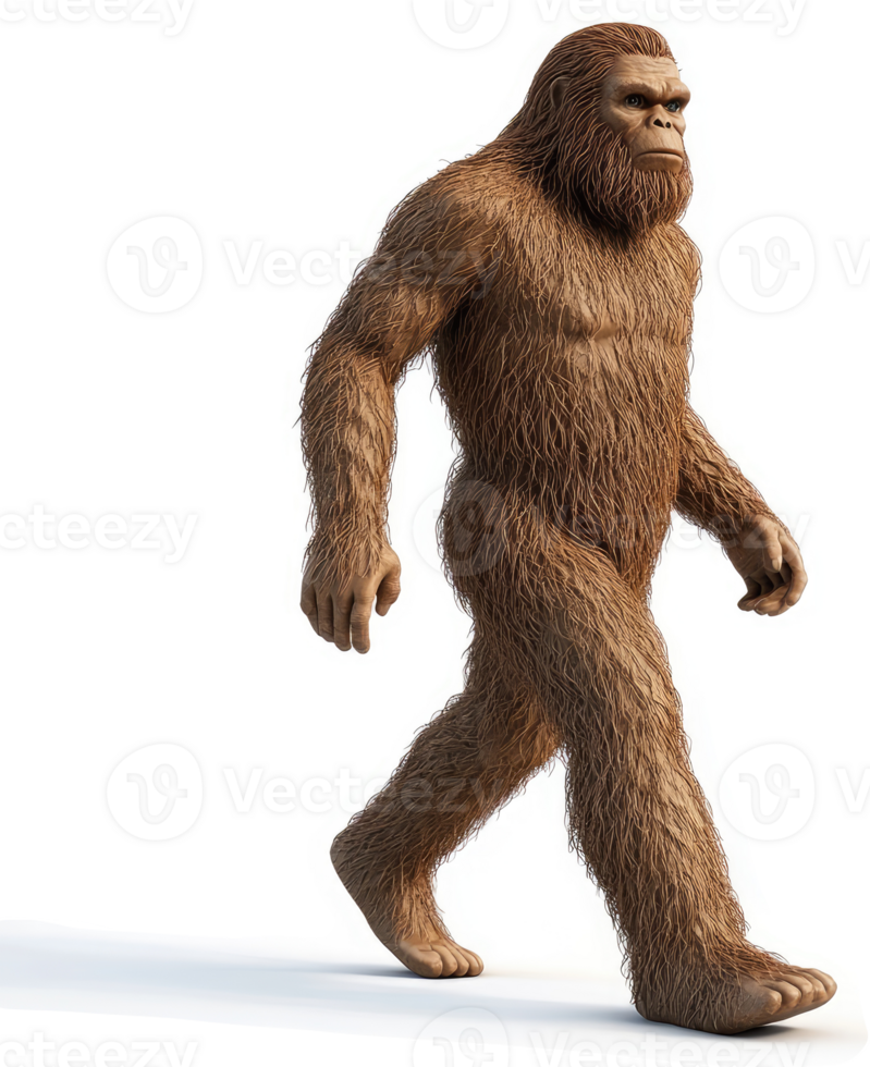 Large, hairy creature walks forward against a black background. png