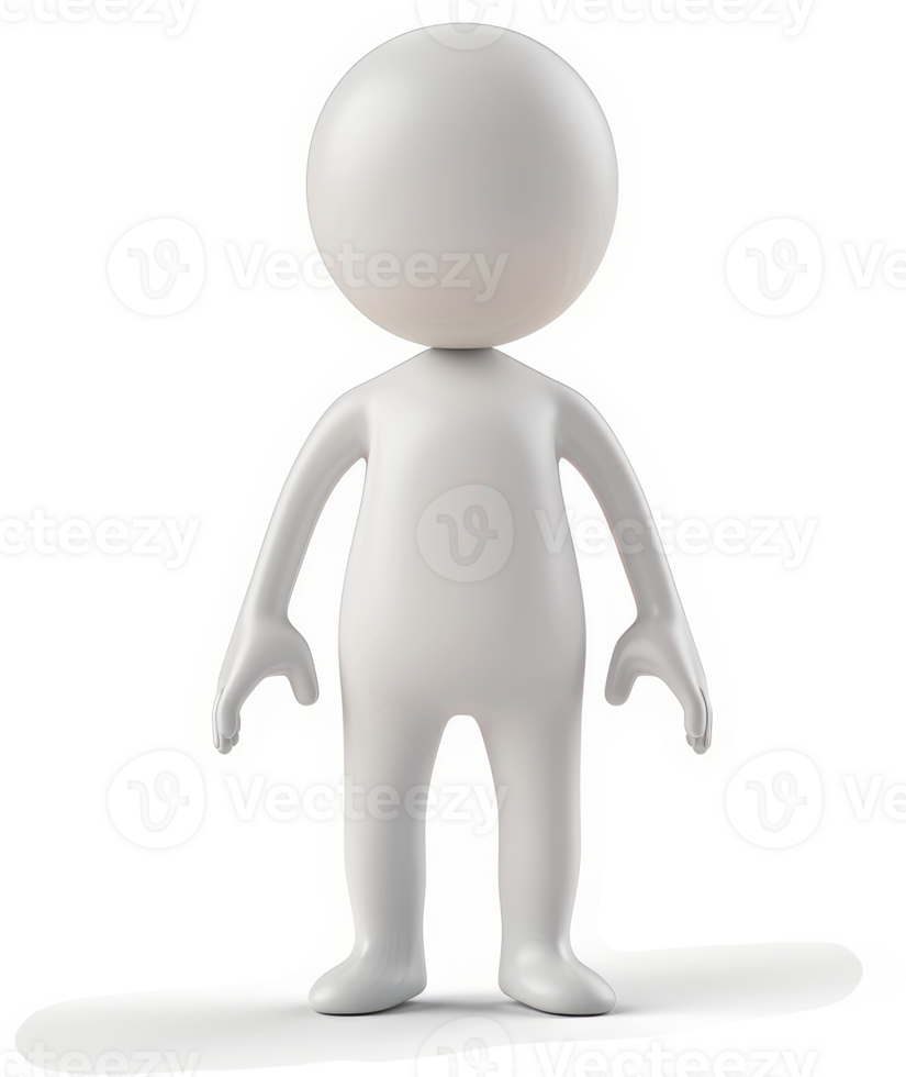 Generic, light gray, 3d model person stands tall. png