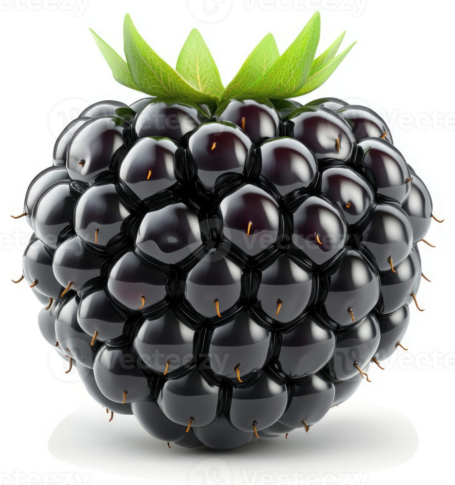 Close-up view of a luscious, dark blackberry. png