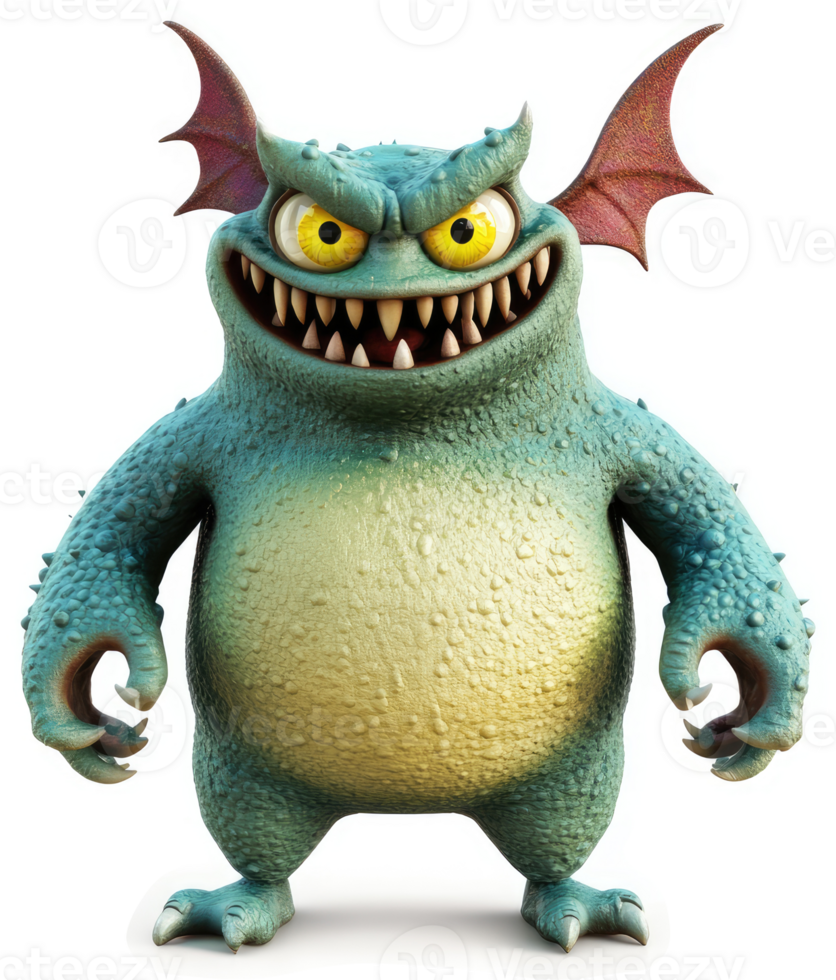 A cartoonish, menacing, teal-colored monster. png