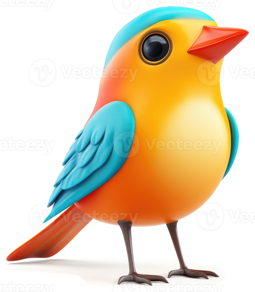 Vibrant cartoon bird with expressive features. png
