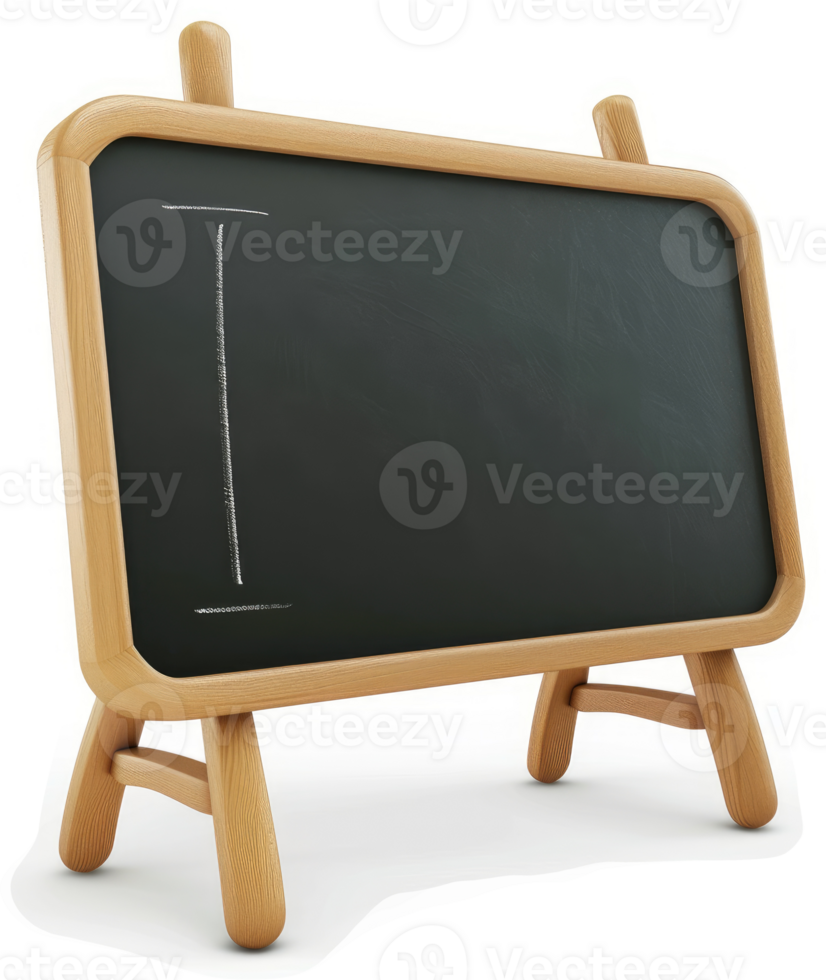 Empty wooden easel chalkboard with a single line. png