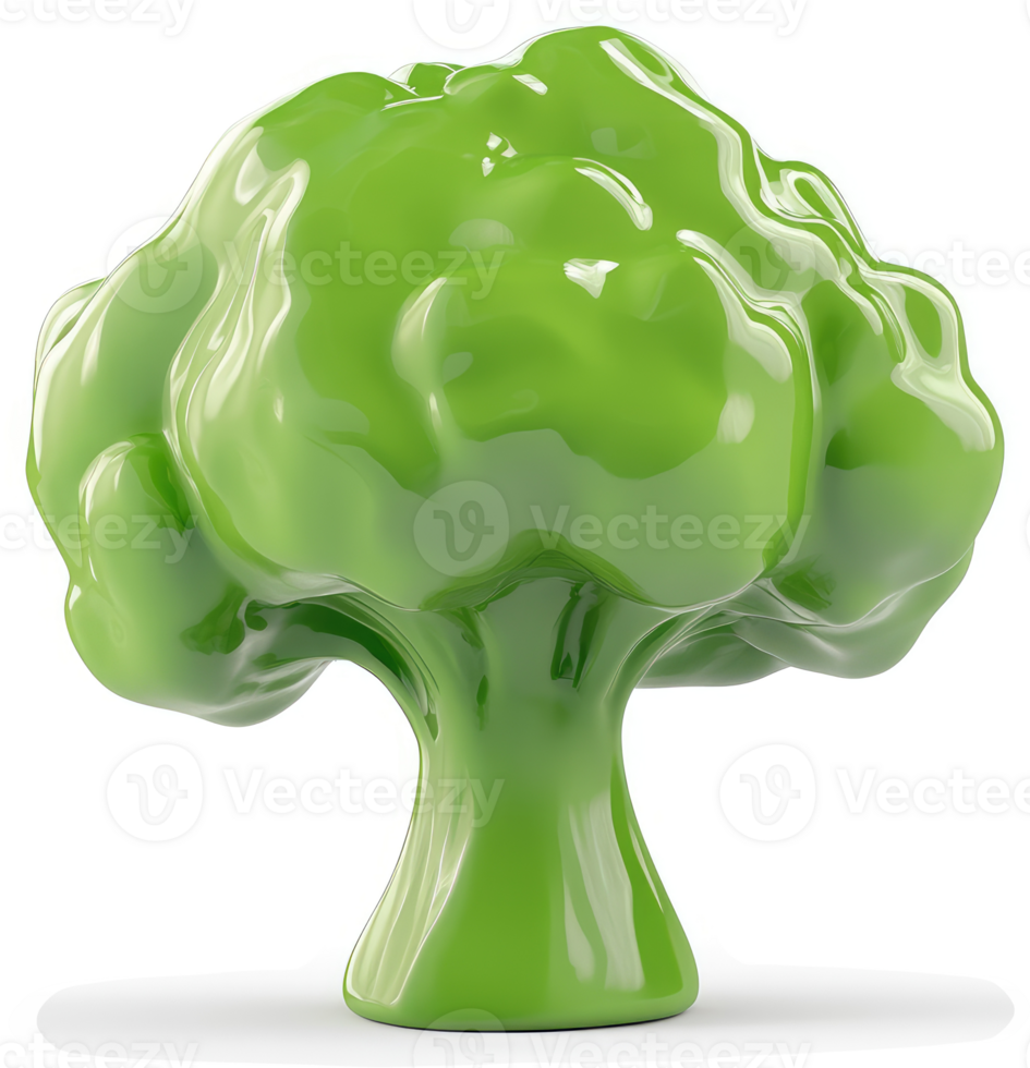Vibrant green, stylized tree sculpture. png