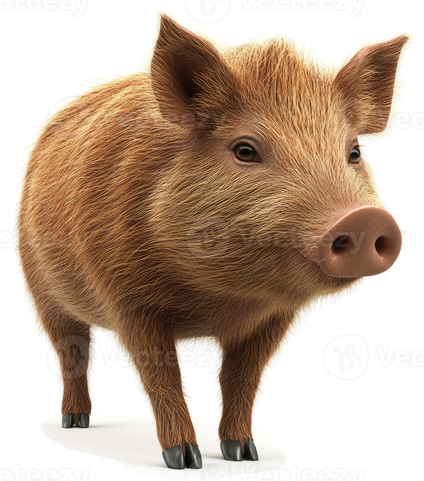 A charming piglet stands with a pleasant expression. png