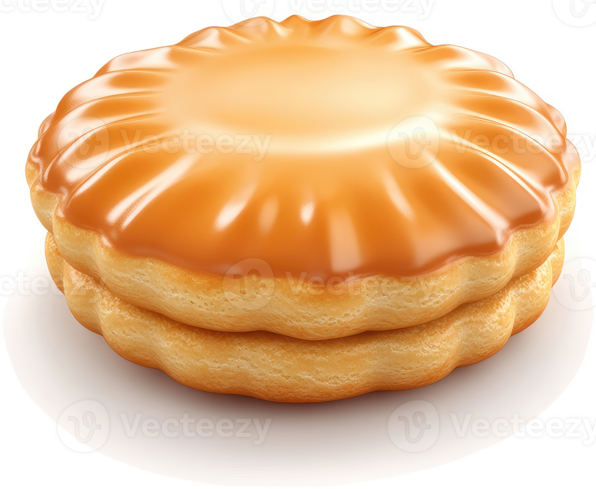 Caramel-glazed sandwich cookie, a delectable treat. png