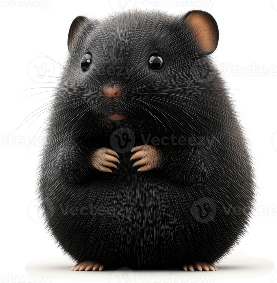 Fluffy, black rodent, cute and cuddly. png