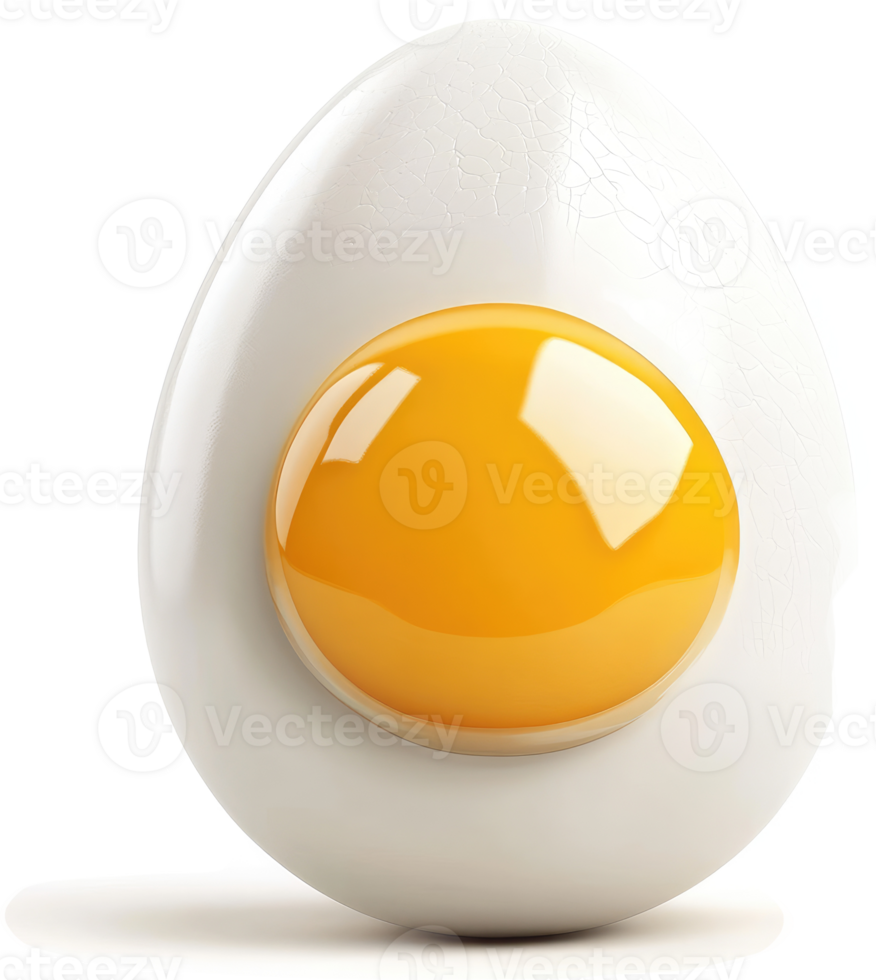 Freshly boiled egg with vibrant yolk. png