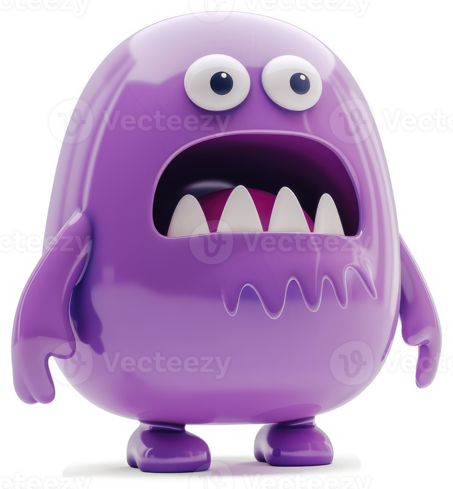 A purple, cartoon monster with an open-mouthed expression. png