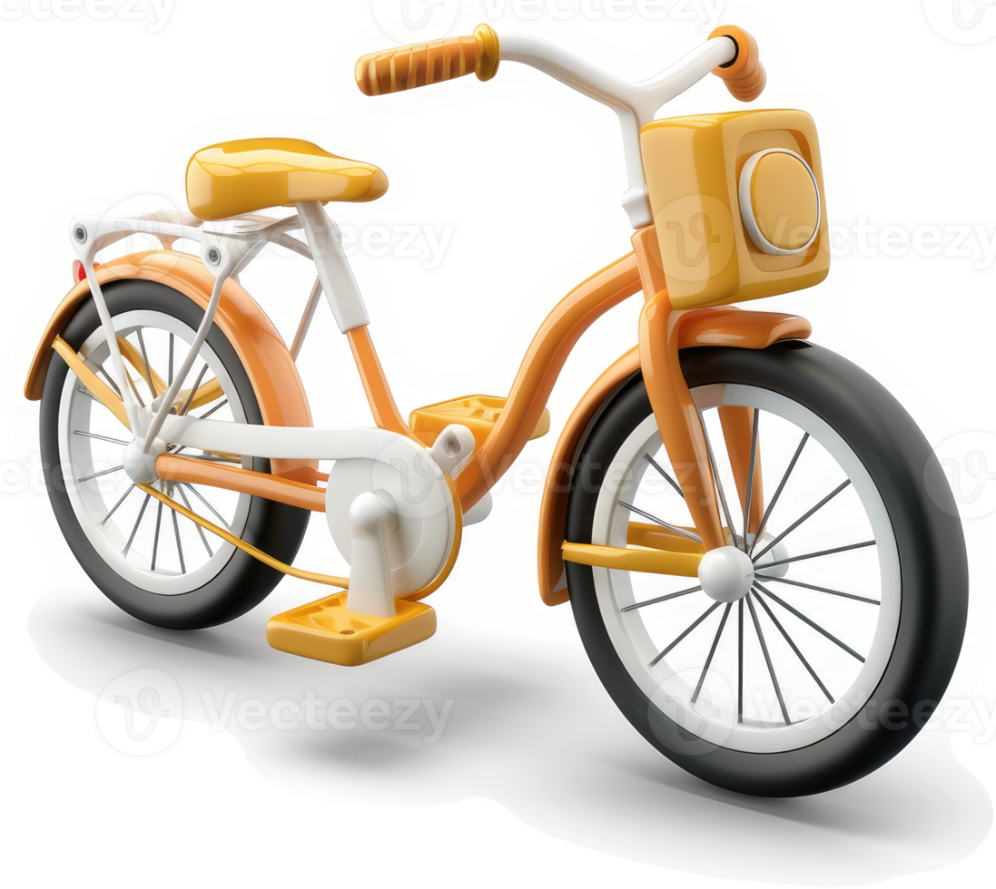 Retro children's bicycle, rendered in vibrant colors. png